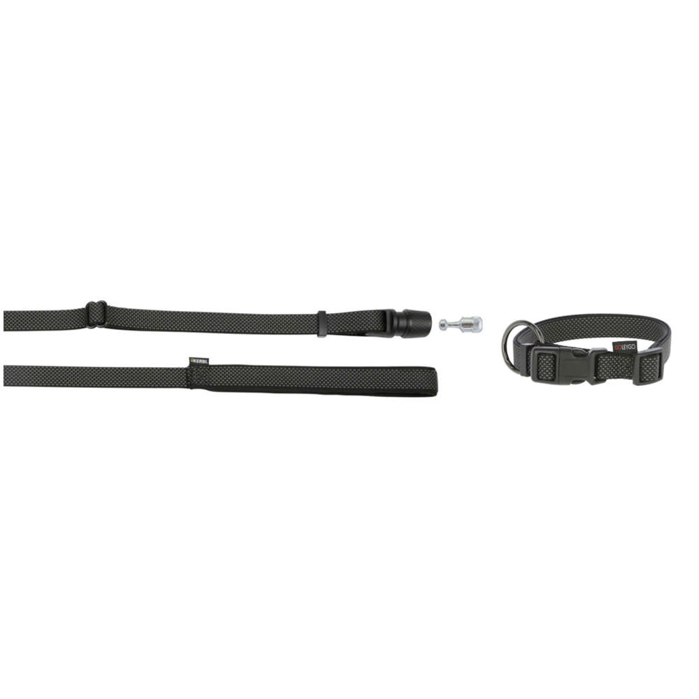 GoLeyGo Dog Leash+Collar cpt Sm Black