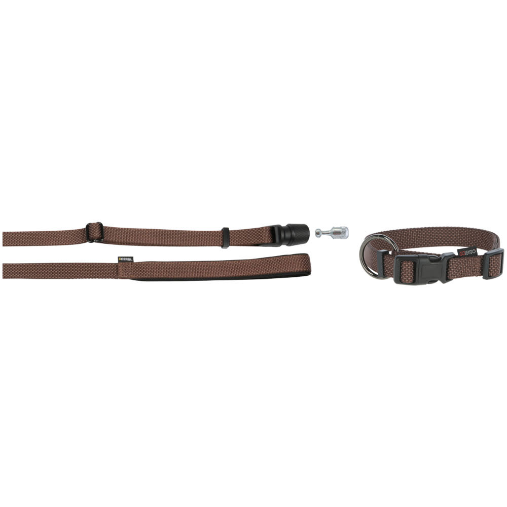 GoLeyGo Dog Leash+Collar cpt M Brown