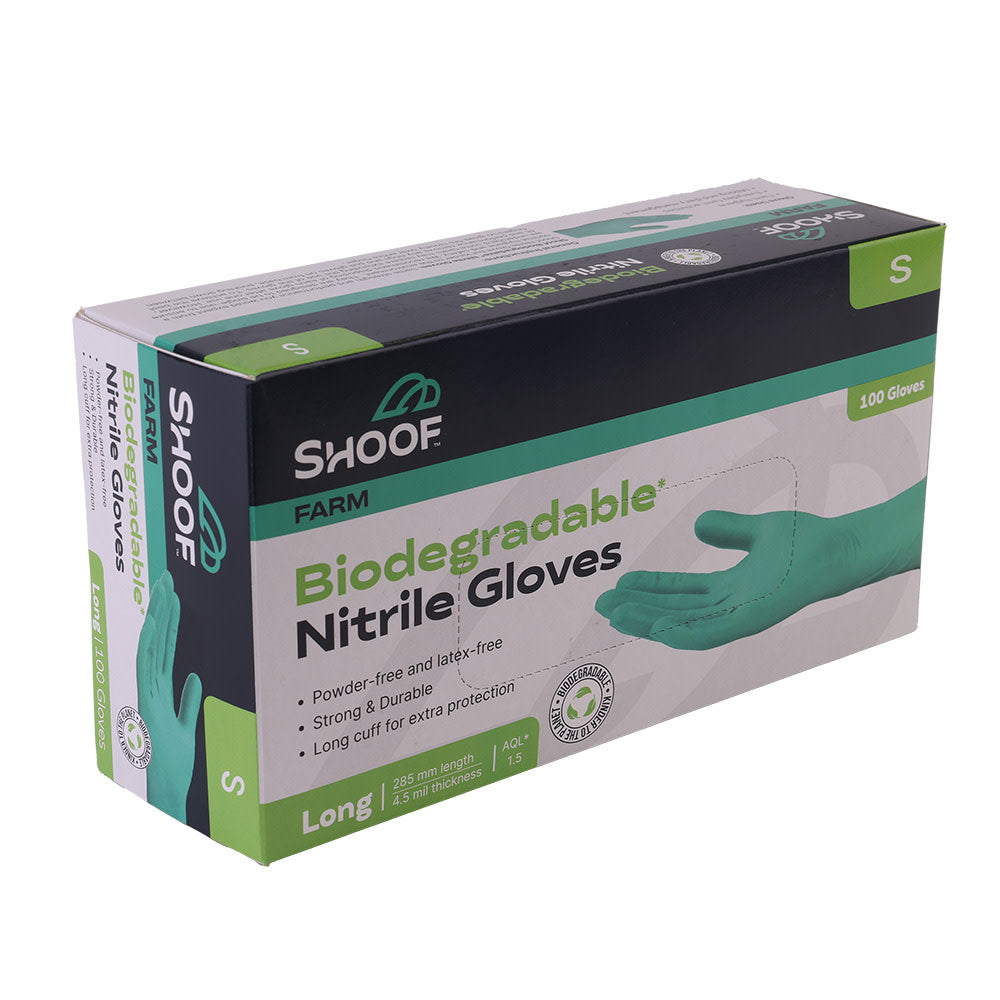 Shoof Farm Bio Gloves Long 100pk Small