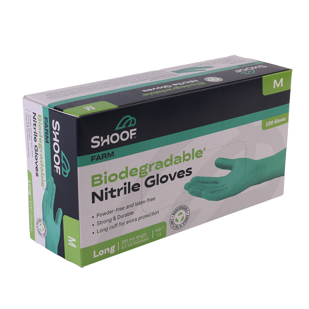 Shoof Farm Bio Gloves Long 100pk Medium